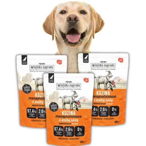 3 x WIEJSKA ZAGRODA Kozina Monoproteinowa karma dla psa saszetka 500g