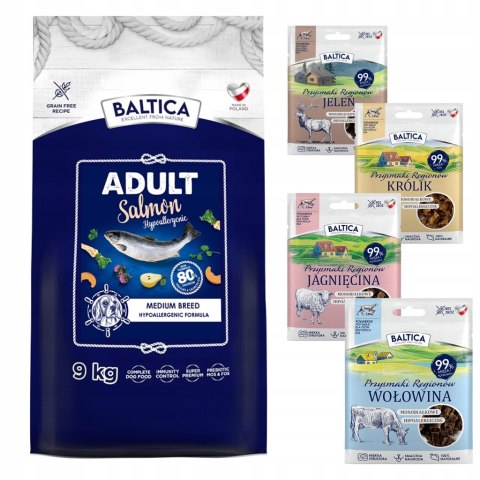 BALTICA ADULT SALMON MEDIUM 9kg + 1 x ulubione smaczki półmiękkie