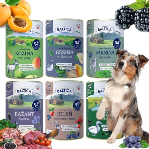 BALTICA MIX SMAKÓW KOZINA SARNINA JELEŃ KACZKA BAŻANT 6X400