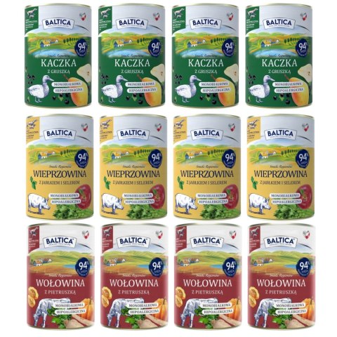 BALTICA PUSZKI MIX WSZYSTKICH SMAKÓW JAGNIĘCINA DZICZYZNA KRÓLIK 12x400