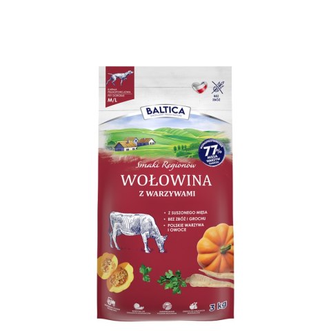 BALTICA SMAKI REGIONÓW Wołowina z warzywami M/L 3kg BALTICA SMAKI REGIONÓW Wołowina z warzywami M/L 3kg