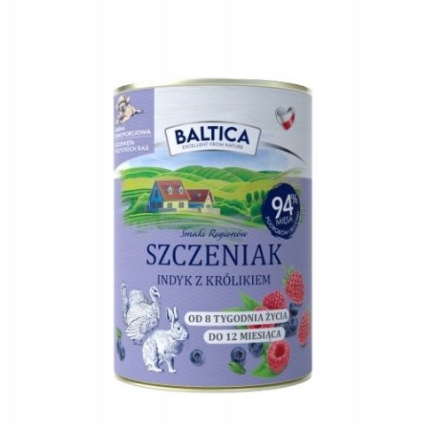 BALTICA SZCZENIAK INDYK Z KRÓLIKIEM JAGNIĘCINA Z CIELĘCINĄ 12X400
