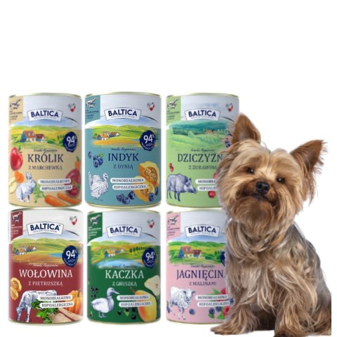 BALTICA ZESTAW PUSZEK NAJLEPSZE SMAKI 6X400 MONOPROTEINOWA KARMA