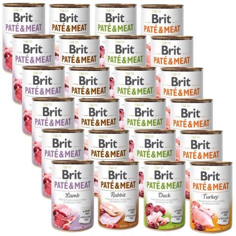 BRIT PATE MEAT 24X400 ULUBIONE SMAKI KRÓLIK JAGNIECINA KACZKA INDYK +PRÓBKI