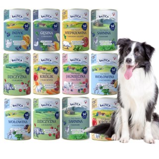 Baltica NAJLEPSZY Zestaw Puszek 12x400 MIX SMAKÓW Królik Jagnięcina Sarnina