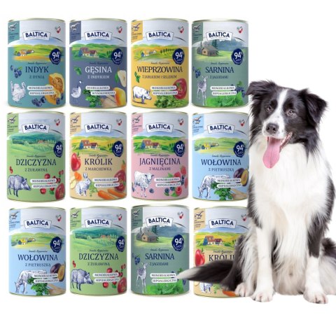 Baltica NAJLEPSZY Zestaw Puszek 12x400 MIX SMAKÓW Królik Jagnięcina Sarnina