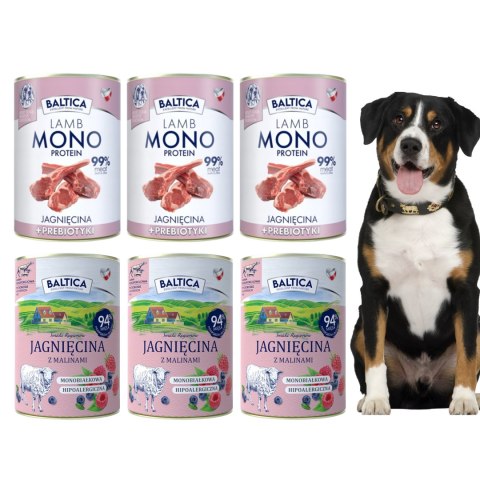 Baltica Nutraceutic jagnięcina 99% z malinami MIX 6X400g