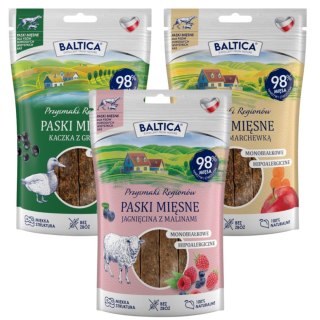 Baltica zestaw przysmaków 3x90g pies paski królik kaczka jagnięcina