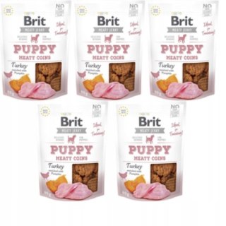 Brit Puppy Meaty Coins 5x80 zestaw dla szczeniaka smaczki Indyk Dynia