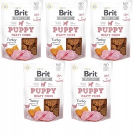 Brit Puppy Meaty Coins 5x80 zestaw dla szczeniaka smaczki Indyk Dynia