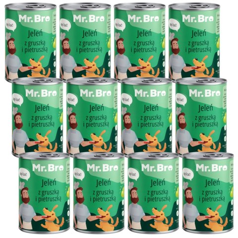 Mr. Bro Jeleń z Gruszką i pietruszką 12x400g - Monoproteinowa