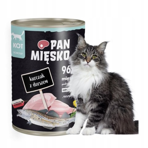PAN MIĘSKO Kot Kurczak z dorszem karma mokra dla kota 12x400g