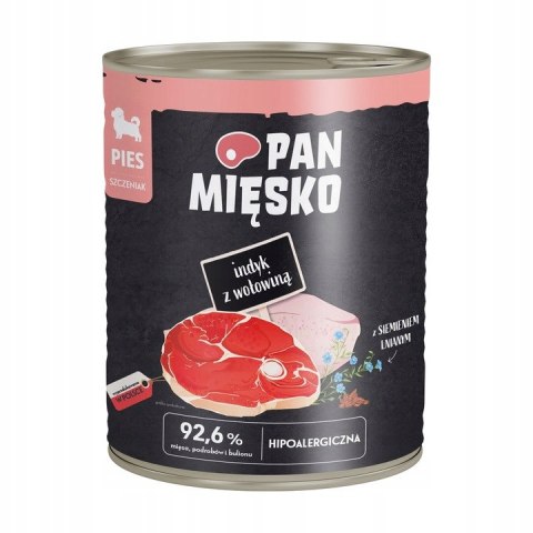 PAN MIĘSKO Zestaw dla szczeniaka 6x800 Indyk z wołowiną