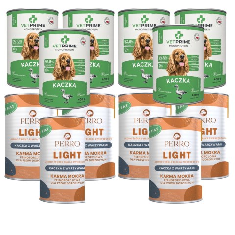 PERRO Light Kaczka z warzywami VETPRIME monobiałkowa formuła 12X400g