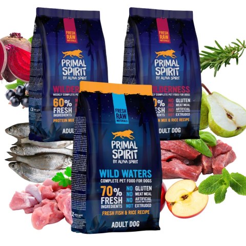 PRIMAL SPIRIT ZESTAW 3x1KG KARMA DLA PSA TŁOCZONA NA ZIMNO MIX SMAKÓW