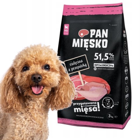 Pan Mięsko Karma PIES cielęcina z przepiórką XS dla szczeniąt 1kg