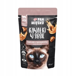 Pan Mięsko Karma mokra dla kota Kawałki w sosie Kurczak z przepiórką doros 64x85g