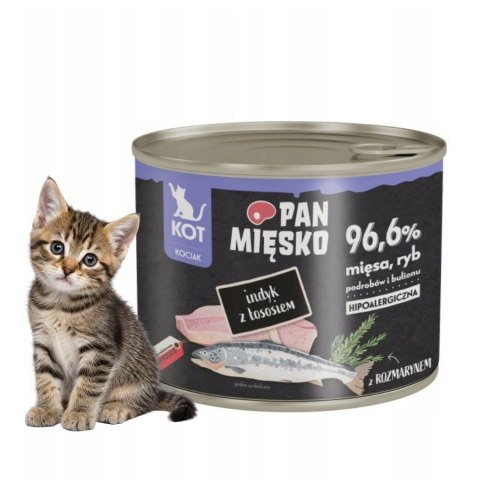 Pan Mięsko karma mokra dla kota Indyk z łososiem KOCIĘTA 200g