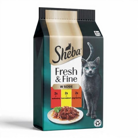 SHEBA MINI Dania mięsne w sosie 12x6x50g wołowina kurczak jagnięcina