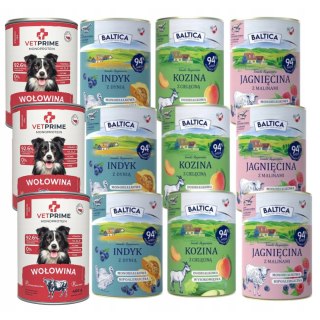 VETPRIME BALTICA PUSZKI MIX SMAKÓW KOZINA JAGNIĘCINA WOŁOWINA INDYK 12x400