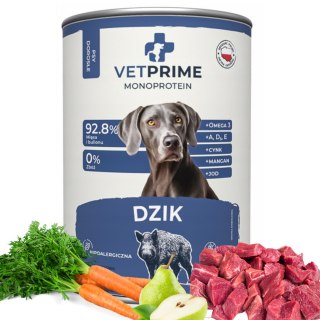 VETPRIME mokra karma dla psa Monobiałkowa adult Dzik 6x400g