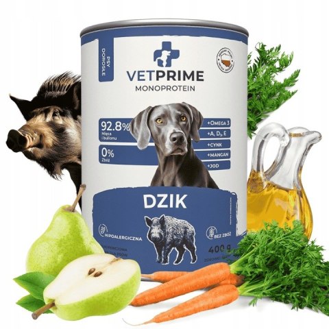 VetPrime PAKIET PRÓBNY 4x400 Hypoalergiczna karma dla psa monobiałkowa dla alergika