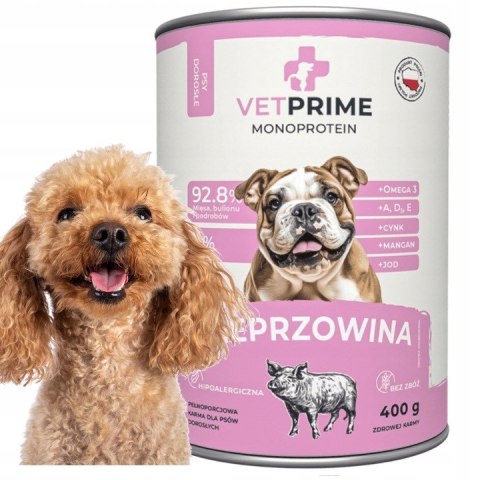 VetPrime PAKIET PRÓBNY 4x400 Hypoalergiczna karma dla psa monobiałkowa dla alergika