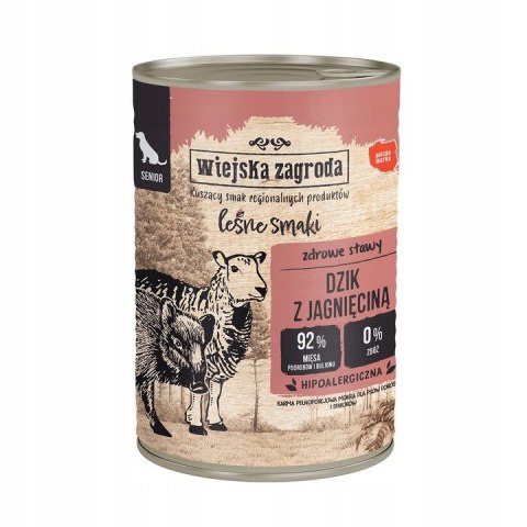 Wiejska Zagroda Leśne Smaki Pies Dzik z Jagnięciną 12X400g puszka SENIOR