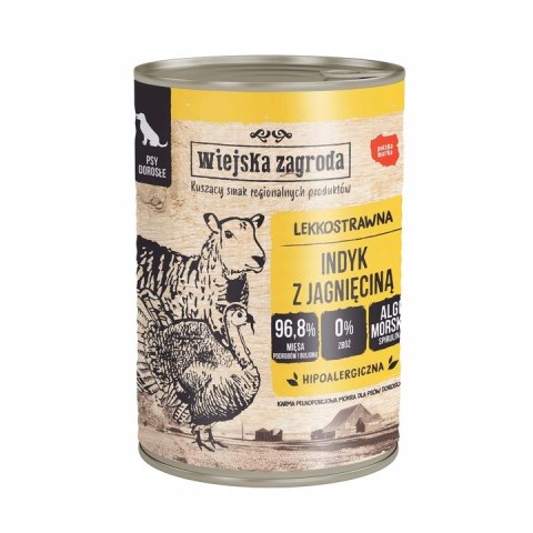 Wiejska Zagroda MIX SMAKÓW Indyk z królikiem kaczka z gruszką 12x400g Hipoalericzna