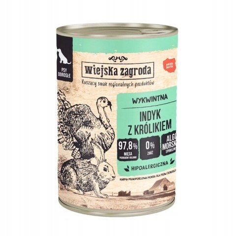 Wiejska Zagroda MIX SMAKÓW Indyk z królikiem kaczka z gruszką 12x400g Hipoalericzna