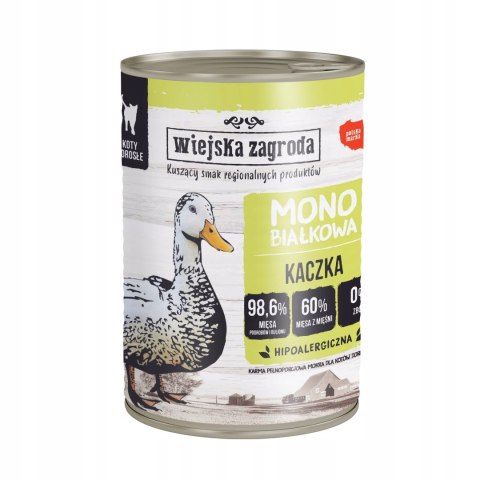 Wiejska Zagroda Monobiałkowa Kaczka Jagnięcina dla kota 6x400