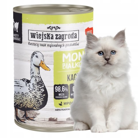 Wiejska Zagroda monobiałkowa kot PUSZKI dla kota mix SMAKÓW 6x400g KACZKA