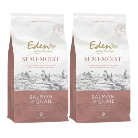 ZESTAW 2 X 2KG Eden SEMI-MOST SALMON&QUAIL półwilgotna karma Łosoś