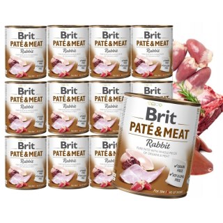 ZESTAW BRIT PATE&MEAT RABBIT 12X800g duże puszki królk