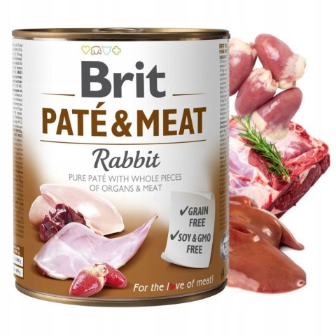 ZESTAW BRIT PATE&MEAT RABBIT 24X800g duże puszki królk