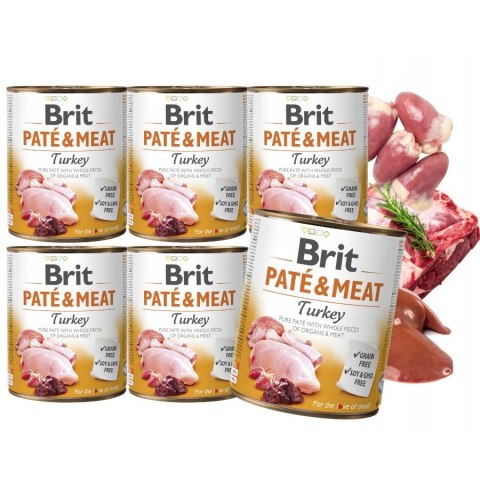 ZESTAW - BRIT PATE&MEAT TURKEY 6X800g indyk z serduszkami i wątróbką