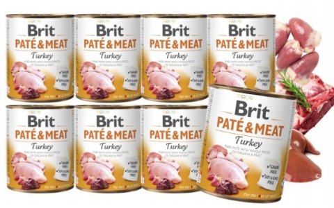 ZESTAW - BRIT PATE&MEAT TURKEY 8X800g indyk z serduszkami i wątróbką