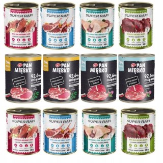 ZESTAW MIX PAN MIĘSKO SUPER RAFI DLA PSA 12x800 MIX SMAKÓW WIEPRZOWINA