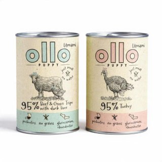 ZESTAW OLLO PURE PUPPY WOŁOWINA INDYK 2X850G MIX DLA SZCZENIĄT KARMA MOKRA