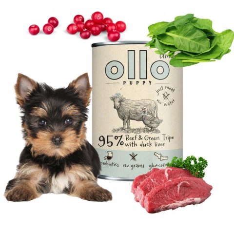 ZESTAW OLLO PURE PUPPY WOŁOWINA INDYK 2X850G MIX DLA SZCZENIĄT KARMA MOKRA