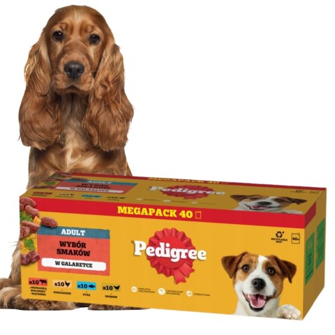 ZESTAW PEDIGREE MOKRA KARMA DLA PSA MIX SMAKÓW W GALARETCE SASZETKI 80 X 100 g