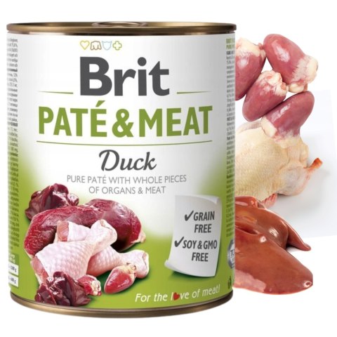 Zestaw - BRIT PATE&MEAT DUCK 12x800g ulubiony smak mokra karma