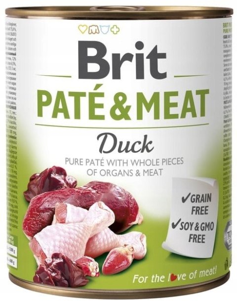 Zestaw - BRIT PATE&MEAT DUCK 24x800g ulubiony smak mokra karma