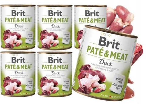 Zestaw - BRIT PATE&MEAT DUCK 6x800g ulubiony smak mokra karma