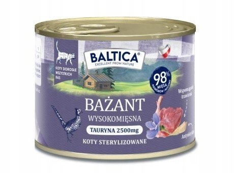 Zestaw - Baltica Karma mokra dla kota BAŻANT monobiałkowa kot dorosły puszka 185g