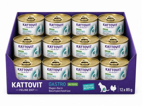 Zestaw KATTOVIT GASTRO układ pokarmowy INDYK puszka dla kota 12x85g