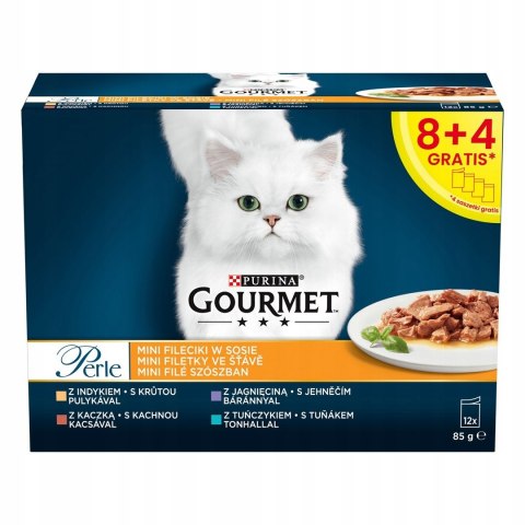 Zestaw MOKRA Karma Dla Kota Purina Gourmet Perle Mini Fileciki w Sosie MIX12 x 85g