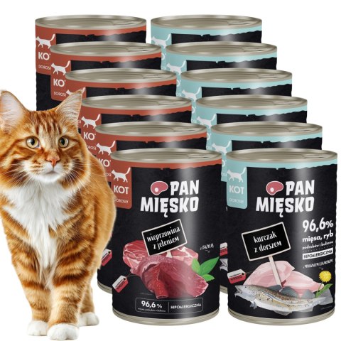 Zestaw Pan Mięsko dla kota 12x400 mokra karma MIX SMAKÓW