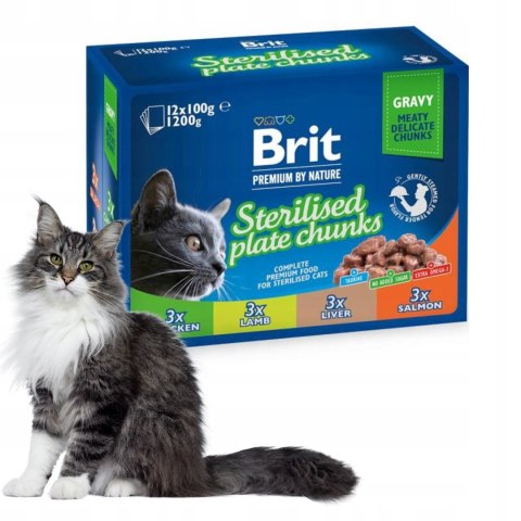 Pakiet Brit Cat Pouches 1200g Sterile Plate 12x100