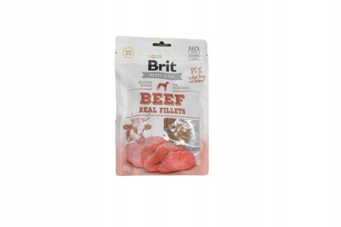 BRIT JERKY BEEF REAL FILLETS 80g pyszne filety wołowe dla psa nagroda